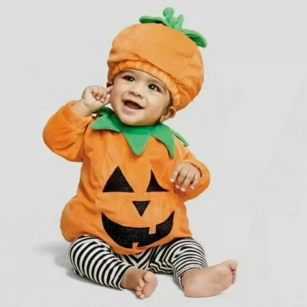 NWT Hyde & Eek Infant Baby Pumpkin Jack-O-Lantern Halloween Costume w/ Hat NEW